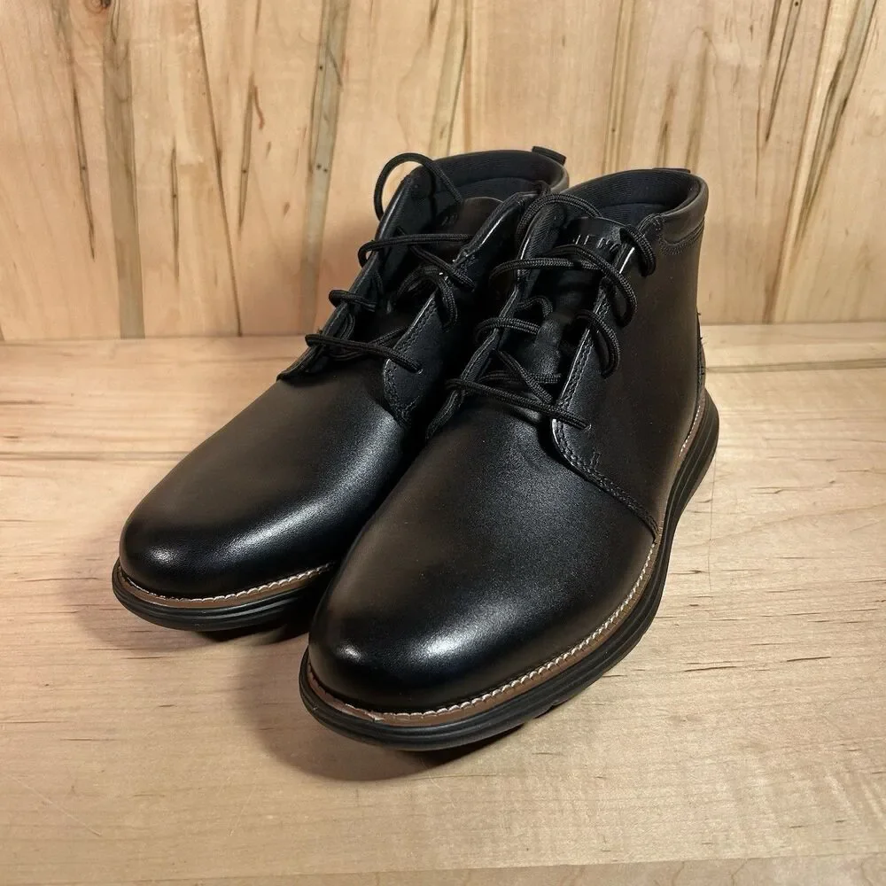 Cole Haan Grand+ Ultra CHK Men Leather Chukka Boots Size 8.5 Black C39933